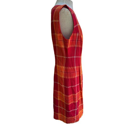 Dani Max 80s Red Orange Plaid Day Dress Size 6 - Picture 4 of 8